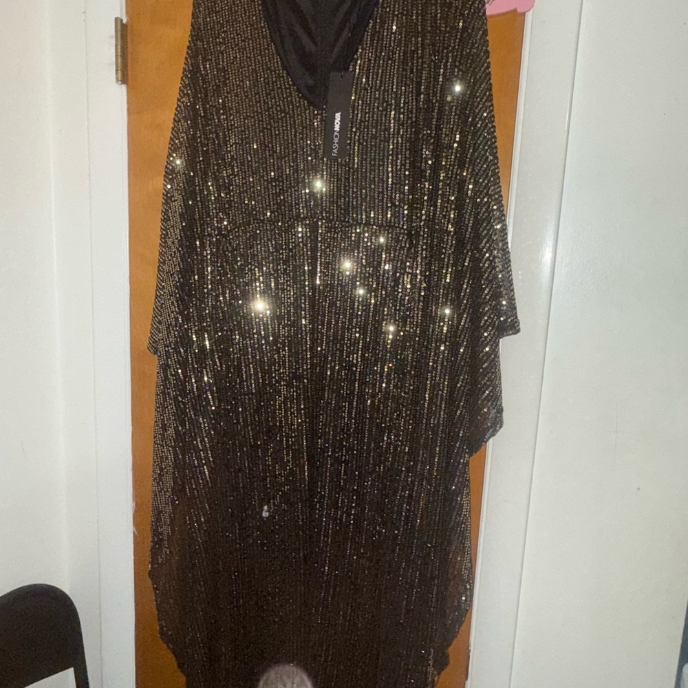 Glittering Black and Gold Gown